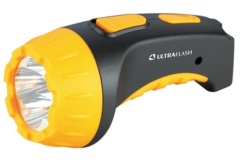 Фонарь ручной Ultraflash 4 LED SLA черный с желтым, аккум. 220В, пластик. коробка 3804 (1/5/80шт)