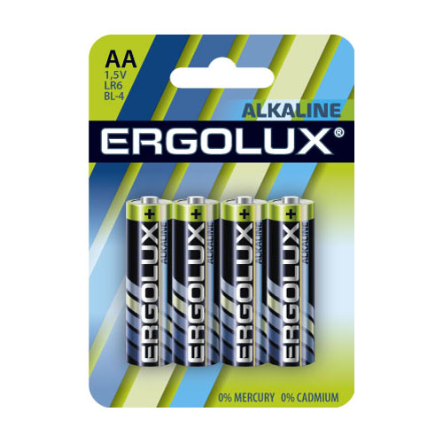 Э/п Ergolux LR6 Alkaline BL-4 (LR-06. BL-4 батарейка,1.5В) (4/40/720шт)