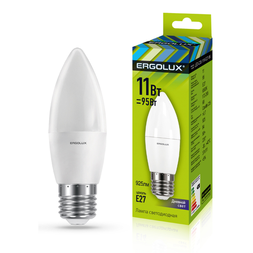 Лампа Ergolux LED 11Вт Е27 4500К 172-265В Свеча (1/10/100шт)