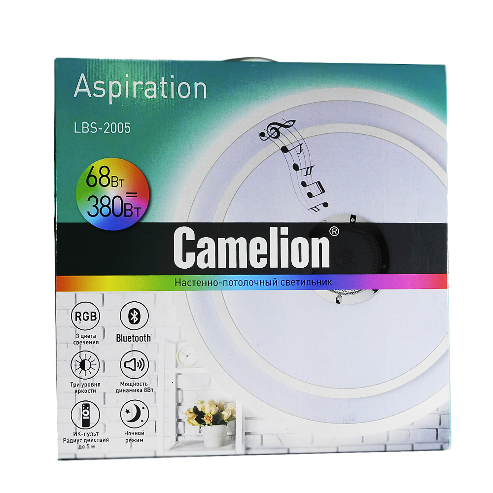 Настенно-потолочный светильник Camelion LBS-2005 68Вт 3000-6000К 500*100*500мм уп Bluet муз (1/10шт)