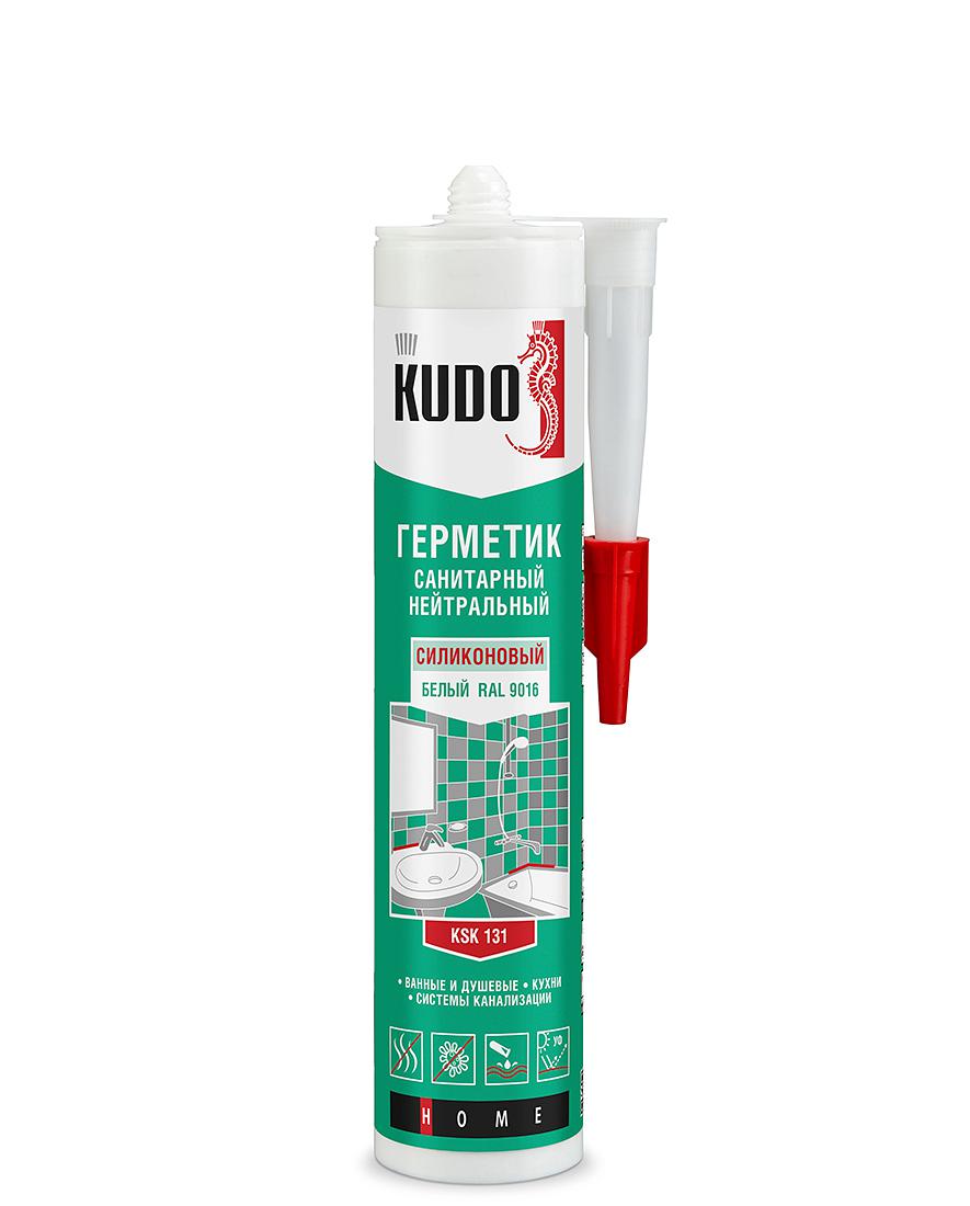 Герметик силиконовый "KUDO" KSK-131 санитарный нейтральный белый 280мл (1/12шт)