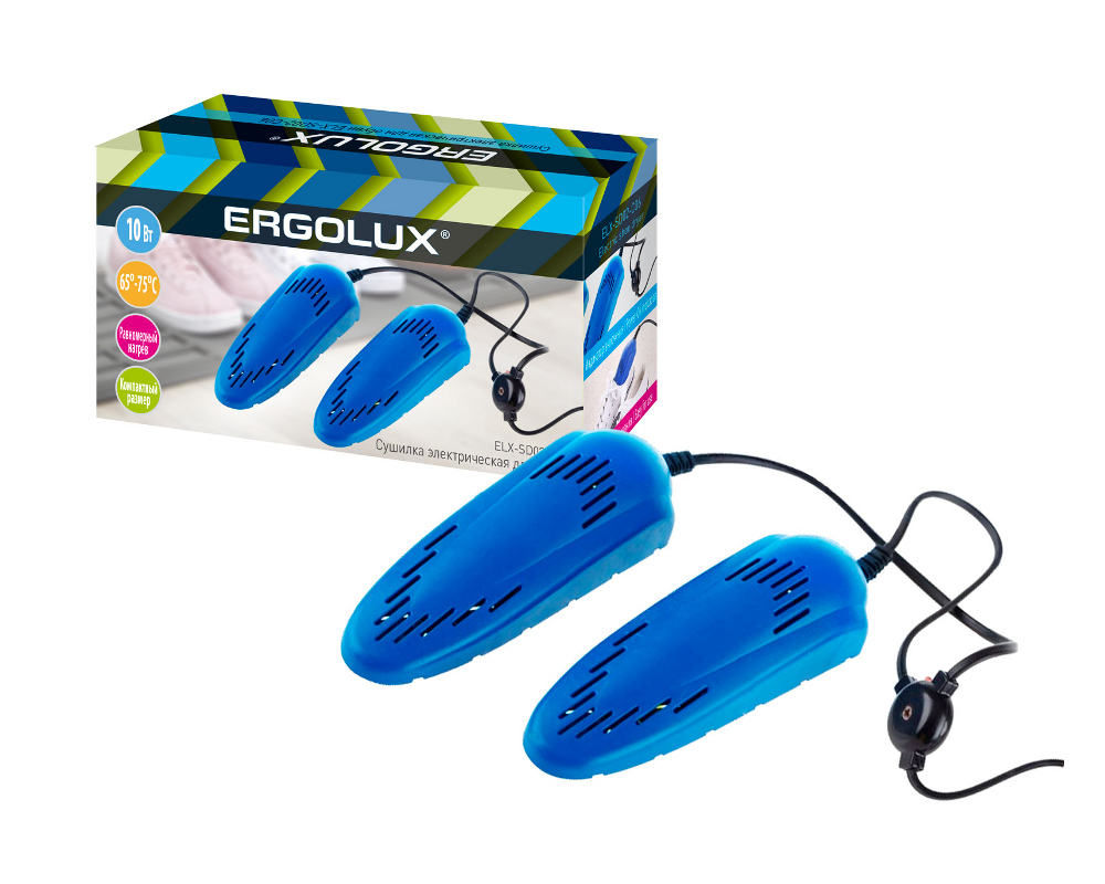 Электрическая сушилка для детской обуви ERGOLUX ELX-SD02-C06 синяя (10 Вт, 220-240 В) (1/80шт)