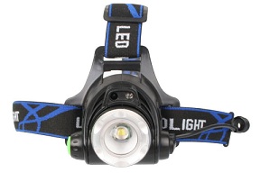 Фонарь налобный Ultraflash 1 LED E1336 2 аккум. черный, сенсор, 4Ватт, фокус, 4 реж. бокс. (1/50шт)