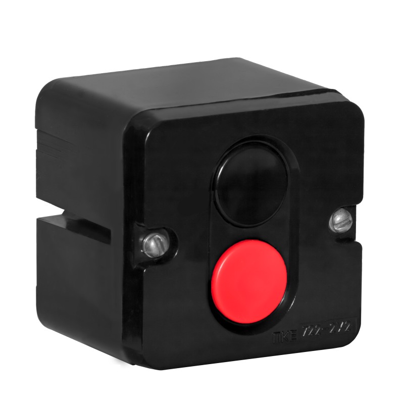 Кнопка ПКЕ-722/2 в корпусе черная/красная (1/10шт)